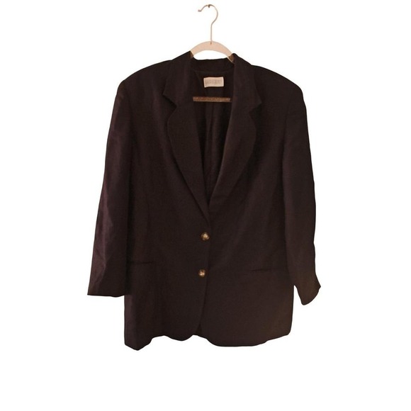 Lands' End Jackets & Blazers - Blazer Black Lands End Vintage Linen Blend Two Button Jacket 16